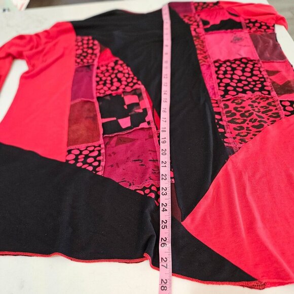 Parsley & Sage 2X Red Black Patchwork Long Sleeve Tunic Top Lagenlook - Picture 6 of 8